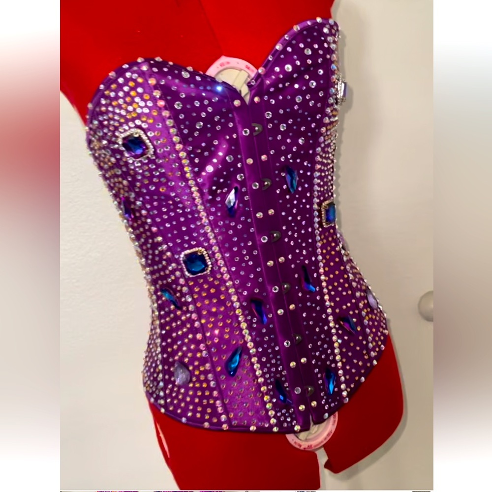 Purple beaded corset.  Custom made. Full or rhinestones.